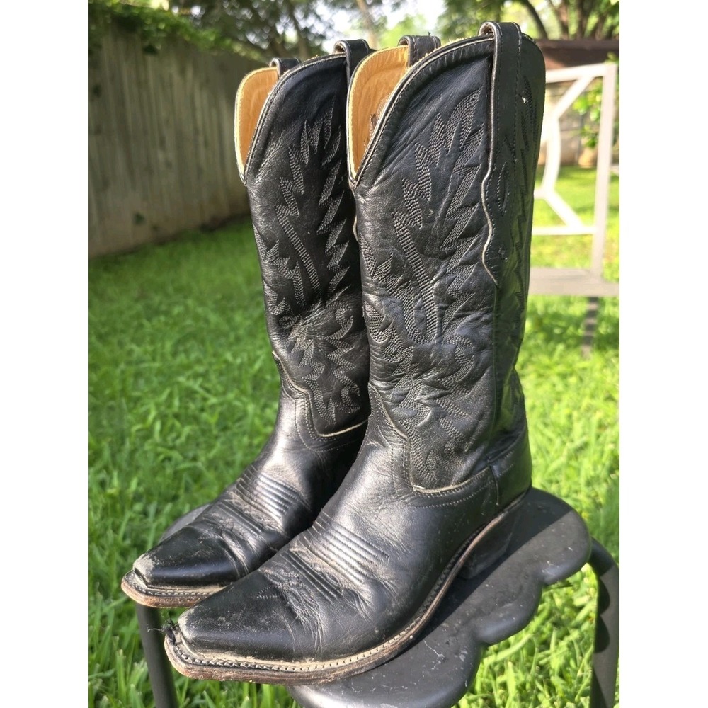 Old West Womens Size 6M Black Leather Cowboy Western Boots